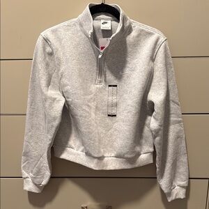 Nike Gray Quarter-Zip Sweatshirt with Ribbed Cuffs